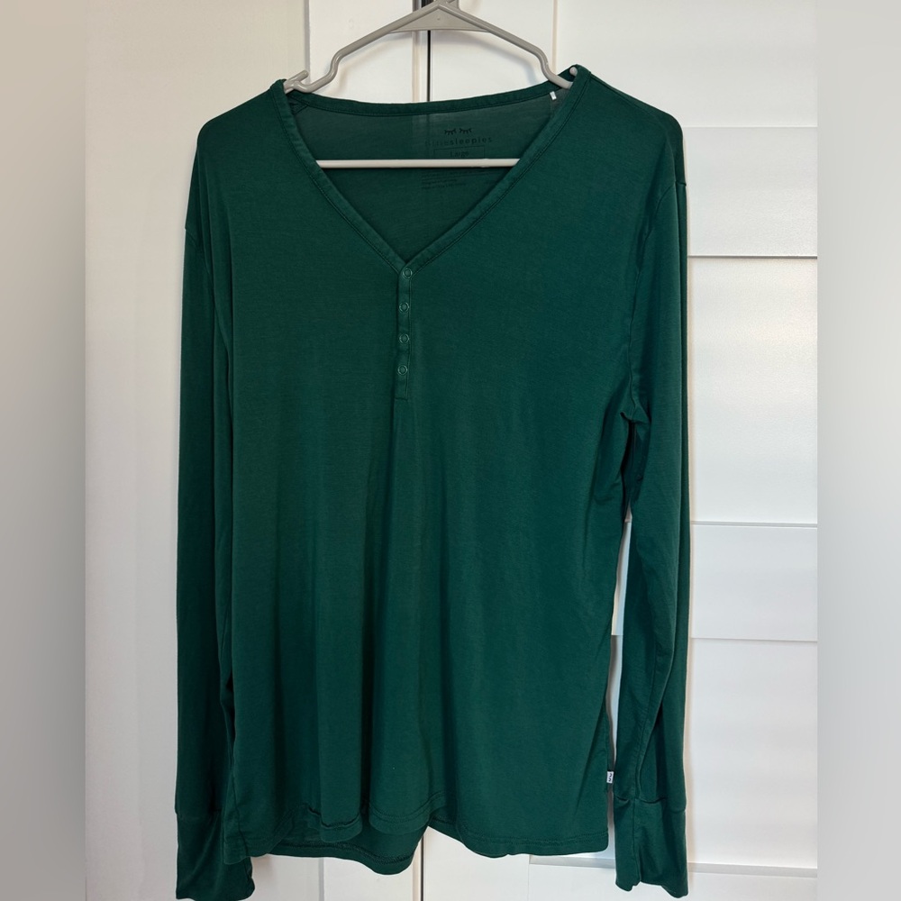 Little Sleepies Dark Green Long Sleeve Henley Pajama Top